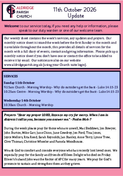 Preview of the latest notice sheet